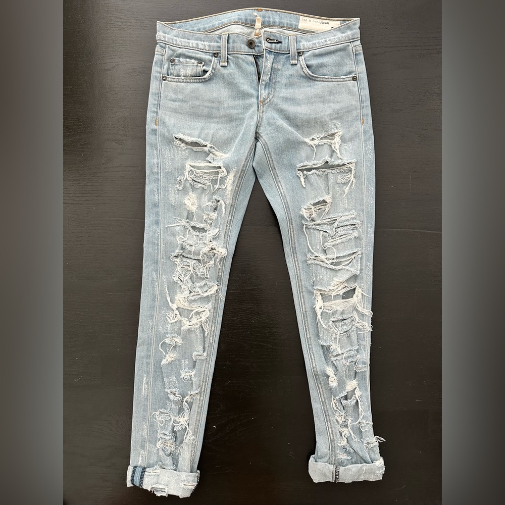 RAG & BONE THE DRE BOYFRIEND SKINNY JEANS THRASHER SIZE 24